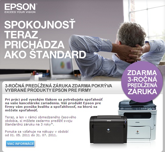Epson zaruka 3 roky
