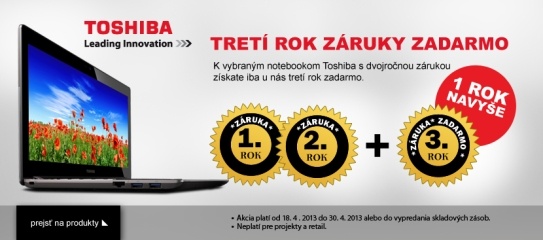 Toshiba - treti rok zaruky ZADARMOweb
